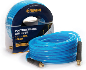Primefit PU140502-B Reinforced Premium Polyurethane Air Hose with Field Repairable Ends, 1/4" by 50', 200 psi