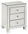 AVE SIX Reflections 3 Drawer Accent Table, Silver Mirrored Finish