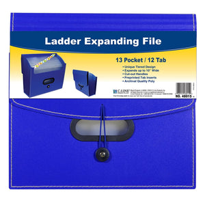 C-Line 13-Pocket Letter Size Ladder Expanding File, Blue (48015)
