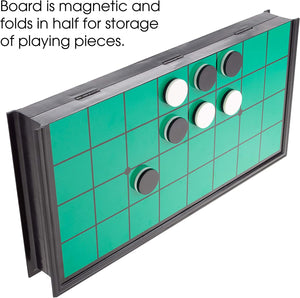 Hey! Play! Go Reverse – Magnetic Travel Classic Board Game with 64 Reversiblepiece & Folding Board – Skill & Strategy for Children & Adults