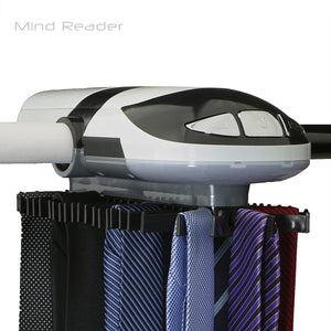Mind Reader Automatic Motorized Revolving Tie and Belt Rack with Built in LED Light, Closet Organizer - ETRACK-WHT