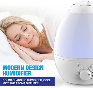 Bell & Howell Ultrasonic Changing Humidifier, Aroma Diffuser, 7 Color LED, Auto Off Function, Night Light and All in One, White