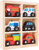 Hey! Play! Wooden Car PlaySet-6-Piece Mini Toy Vehicle Set with Cars, Police and Fire Trucks, Train-Pretend Play Fun for Preschool Boys and Girls, Model:80-Z0017091301