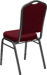 Flash Furniture 4 Pack HERCULES Series Crown Back Stacking Banquet Chair in Burgundy Fabric - Silver Vein Frame