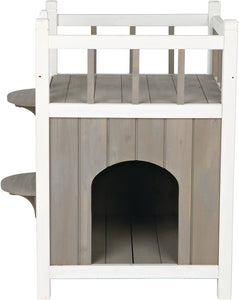 Trixie Pet Products Wooden Pet Home with Balcony, Gray/White