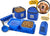 Dog Travel Food Set for Medium + Large Dogs (Blue) - 7 Pieces Including Collapsible Bowls, Carriers, Scooper, Place Mat, Bag