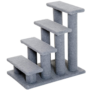 PawHut 25" 4-Step Multi-Level Carpeted Cat Scratching Post Pet Stairs - Grey