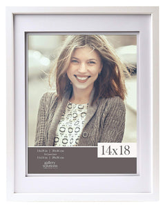 Gallery Solutions 14x18 Wood Wall Frame with Double White Mat for 11x14 Image