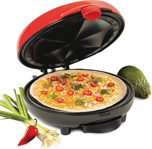 Nostalgia Taco Tuesday Deluxe Electric Quesadilla Maker with Extra Stuffing Latch