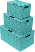 Sorbus Storage Box Woven Basket Bin Container Tote Cube Organizer Set Stackable Storage Basket Woven Strap Shelf Organizer Built-in Carry Handles
