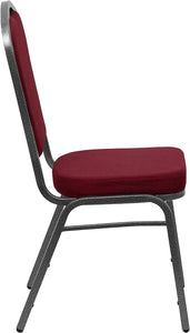 Flash Furniture 4 Pack HERCULES Series Crown Back Stacking Banquet Chair in Burgundy Fabric - Silver Vein Frame