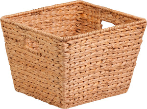 Honey-Can-Do STO-02884 Tall Square Water Hyacinth Basket Bin, Large, 15 L x 15 W x 12 H,Natural