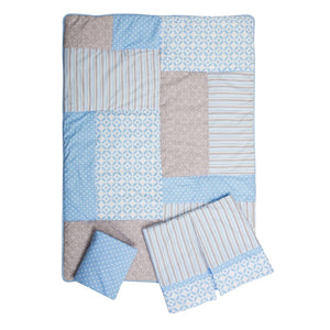Trend Lab Logan 3 Piece Crib Bedding Set, Blue/Gray/White