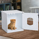PawHut Decorative Wooden Covered Cat House Side End Table Mess Free Cat Litter Box Hideaway Cabinet Enclosure - White