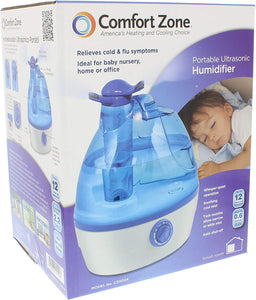 CCC COMFORT ZONE Comfort Zone CZHD24 Ultrasonic Humidifier Dual Nozzles, Cool Mist 0.6 Gallon, White