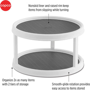 Copco 2555-0187 Non-Skid 2-Tier Pantry Cabinet Lazy Susan Turntable