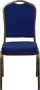 Flash Furniture 4 Pk. HERCULES Series Crown Back Stacking Banquet Chair in Navy Blue Patterned Fabric - Gold Vein Frame