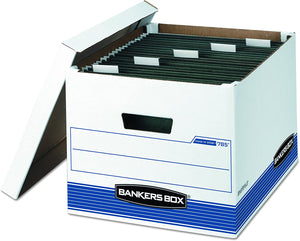 Bankers Box HANG'N'STOR Medium-Duty Storage Boxes, FastFold, Lift-Off Lid, Letter/Legal, 4 Pack (00785)
