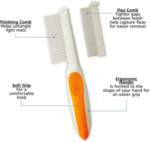 Wahl Premium Pet 2 in 1 Finishing and Flea Comb for Detangling & Smoothing Coats, Finding Fleas, Ticks, & Eggs on Dogs and Cats by the Brand Used by Professionals