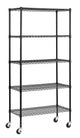 Muscle Rack MWS361872-BLK 5 Shelf Black Wire Mobile Shelving Unit, 72" Height, 36" Width, 18" Length