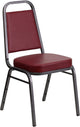 Flash Furniture 4 Pk. HERCULES Series Trapezoidal Back Stacking Banquet Chair in Burgundy Vinyl - Silver Vein Frame