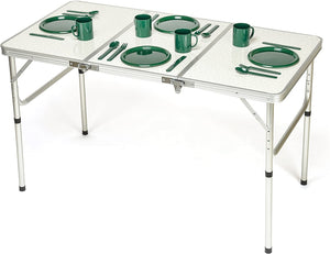 Trademark Innovations Portable Adjustable Lightweight Aluminum Folding Table