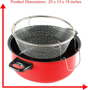 Gourmet Chef JL-5304R Non-Stick Deep Fryer with Frying Basket and Glass Cover, 6.5-Quart