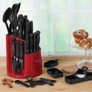 Farberware 30-Piece Spin-and-Store Knife and Kitchen Tool Set