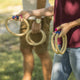 Triumph Compact and Portable Wood Ring Toss with 1 Wooden 5-Peg Target, 2 Red Rope Toss Rings and 2 Blue Rope Toss Rings