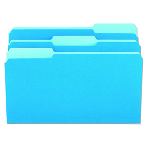 Universal 10521 File Folders, 1/3 Cut One-Ply Top Tab, Legal, Blue/Light Blue (Box of 100)