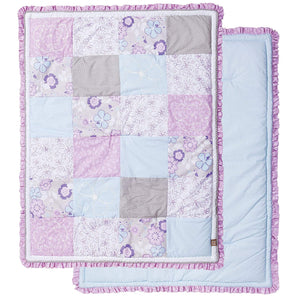 Trend Lab Grace 5 Piece Crib Bedding Set, Purple, Blue, Gray and White