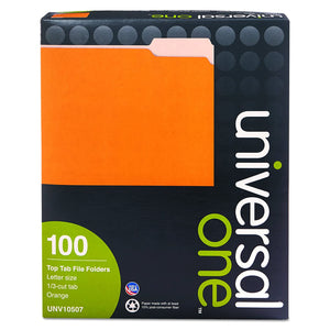 Universal 10507 File Folders, 1/3 Cut One-Ply Top Tab, Letter, Orange/Light Orange (Box of 100)