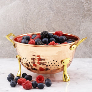 Old Dutch 870AQ Aqua Blue Berry, 6" Hammered Colander with Handles, Stainless Steel