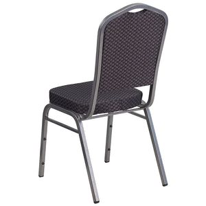 Flash Furniture 4 Pk. HERCULES Series Crown Back Stacking Banquet Chair in Black Patterned Fabric - Silver Vein Frame