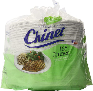 Chinet Classic White Paper Dinner Plates, 10 3/8 Inch, 165 Count