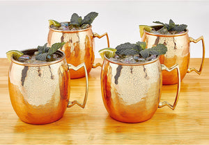 Old Dutch 16 Oz. Nickel-Lined Solid Copper Hammered Moscow Mule Mug, Set of 4