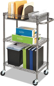 Alera 3-Tier Wire Rolling Cart, 3-Tier Wire Rolling Cart,28w x 16d x 39h, Black Anthracite