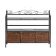Celtic 3 Drawer Storage Shelf - Rattan Baskets w/ Wrought Iron - Black Finish
