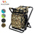 Wacces Multi-Purpose Backpack Chair/Stool with Cooler Bag for Hiking/Fishing/Camping/Picnicking (Military)