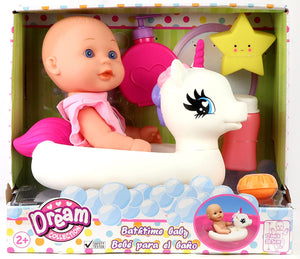 Gi-Go  Bath Time 12" Baby Doll with Unicorn Floatie