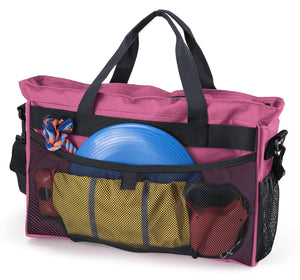Dog Travel Bag - Day Away Tote Dogs - Includes Bag, Lined Food Carrier, and Luggage Tag (Pink)