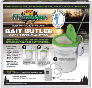 Flambeau Outdoors 6092BB Bait Butler- Live Bait Retrieval System, Integrated Lid System with Net for Easy Bait Retrieval