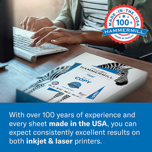 Hammermill Printer Paper, Premium Laser Print 32 lb, 8.5 x 11-1 Ream (500 Sheets) - 98 Bright, Made in the USA, 104646
