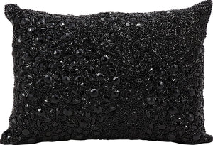 Mina Victory by Nourison E5000 Fully Beaded Decorative Pillow, 10" x 14", Black