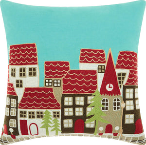 Nourison Mina Victory ST116 Home for The Holiday Village Throw Pillow, 18" x 18", Multicolor
