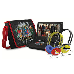 Justice League(R) Portable DVD Player Kit with 9-Inch Swivel Screen, 2 Pairs of Headphones, and Carrying Case